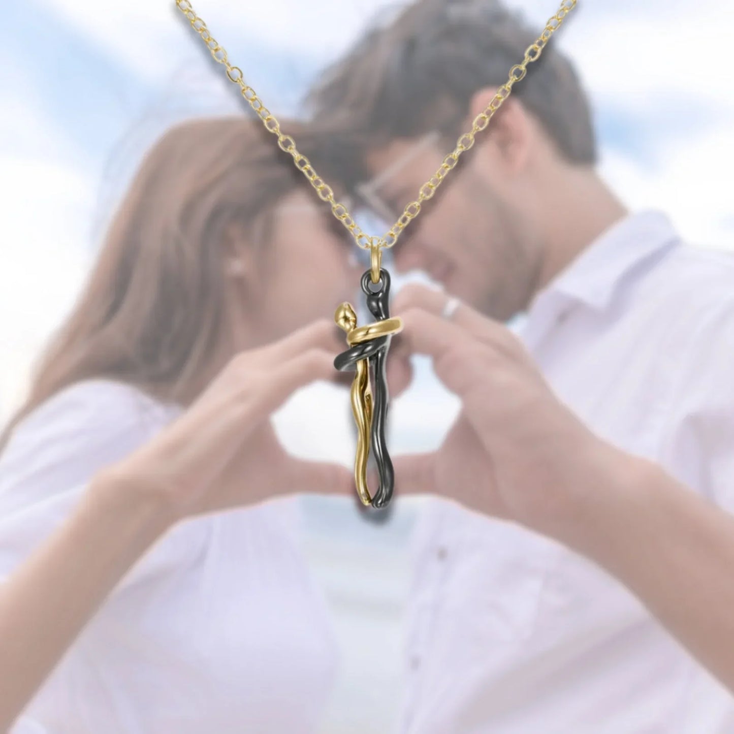 Hug Couple Pendant with Chain - A Symbol of Love and Togetherness
