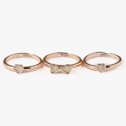 Heart Rings Set of 3 | Fashion Finger Rings for Women & Girls