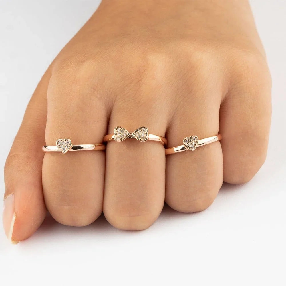Heart Rings Set of 3 | Fashion Finger Rings for Women & Girls