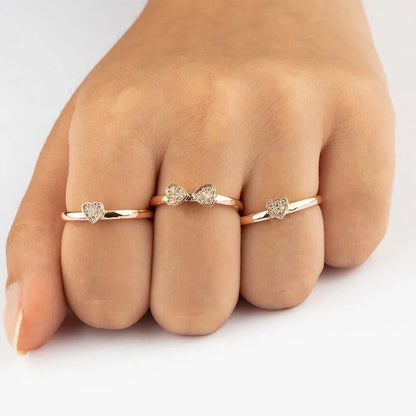 Heart Rings Set of 3 | Fashion Finger Rings for Women & Girls